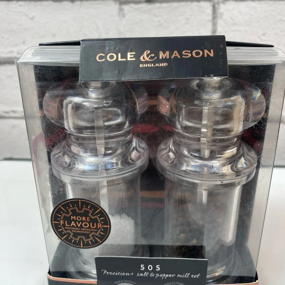 Cole & Mason Precision Salt & Pepper Mill Set Acrylic Gift Set NWT